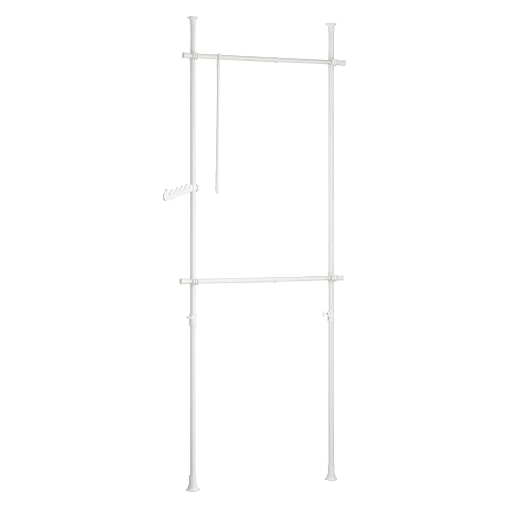 SoBuy Télescopique garde-robe système avec 2 barres en fer blanc Blanc Métal - 122x270x1cm