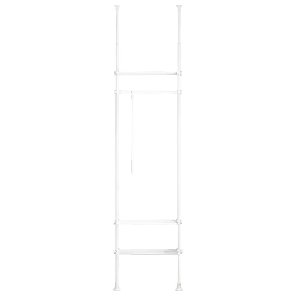 Télescopique porte-vêtements 1 barre en métal blanc