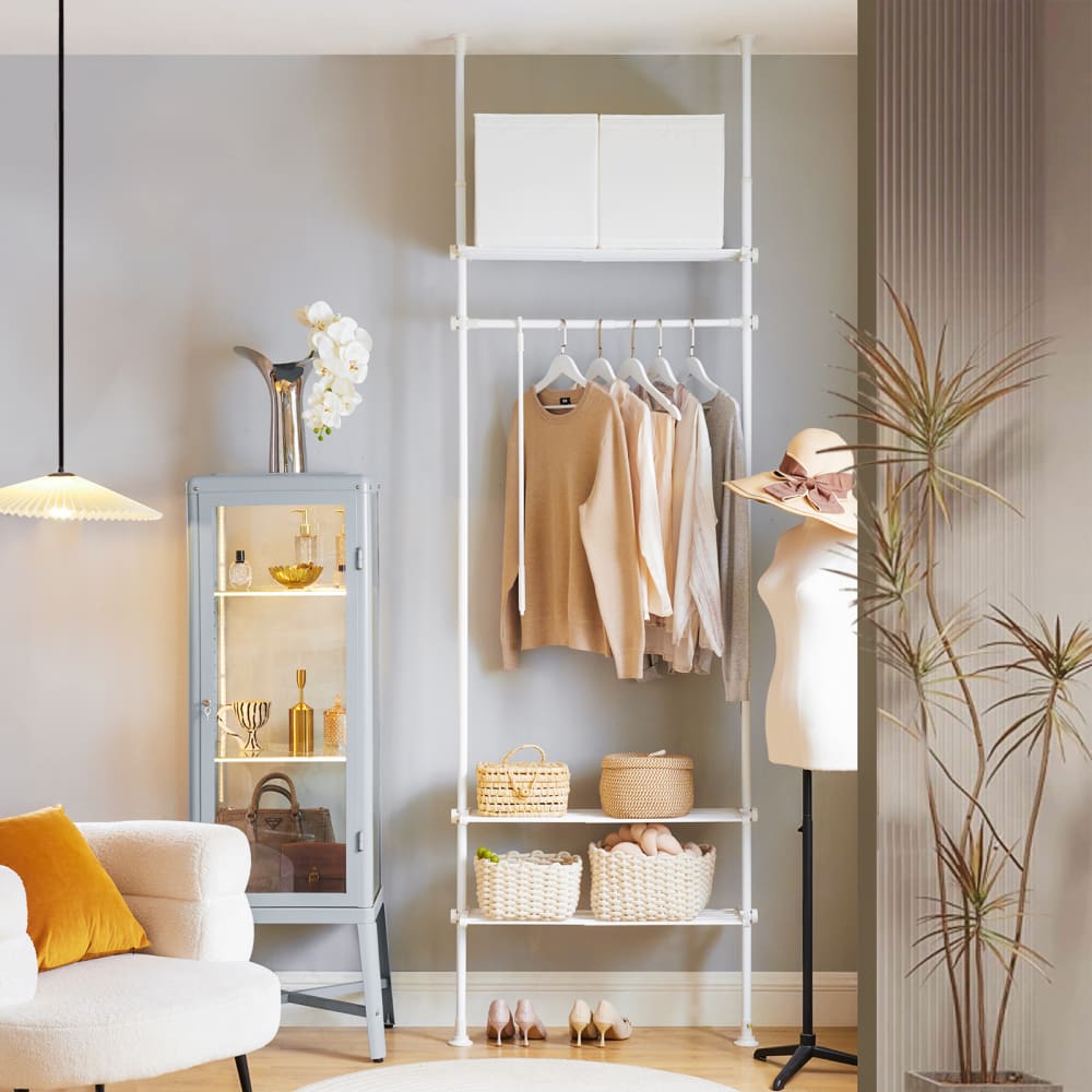 Télescopique porte-vêtements 1 barre en métal blanc - Maisons du Monde