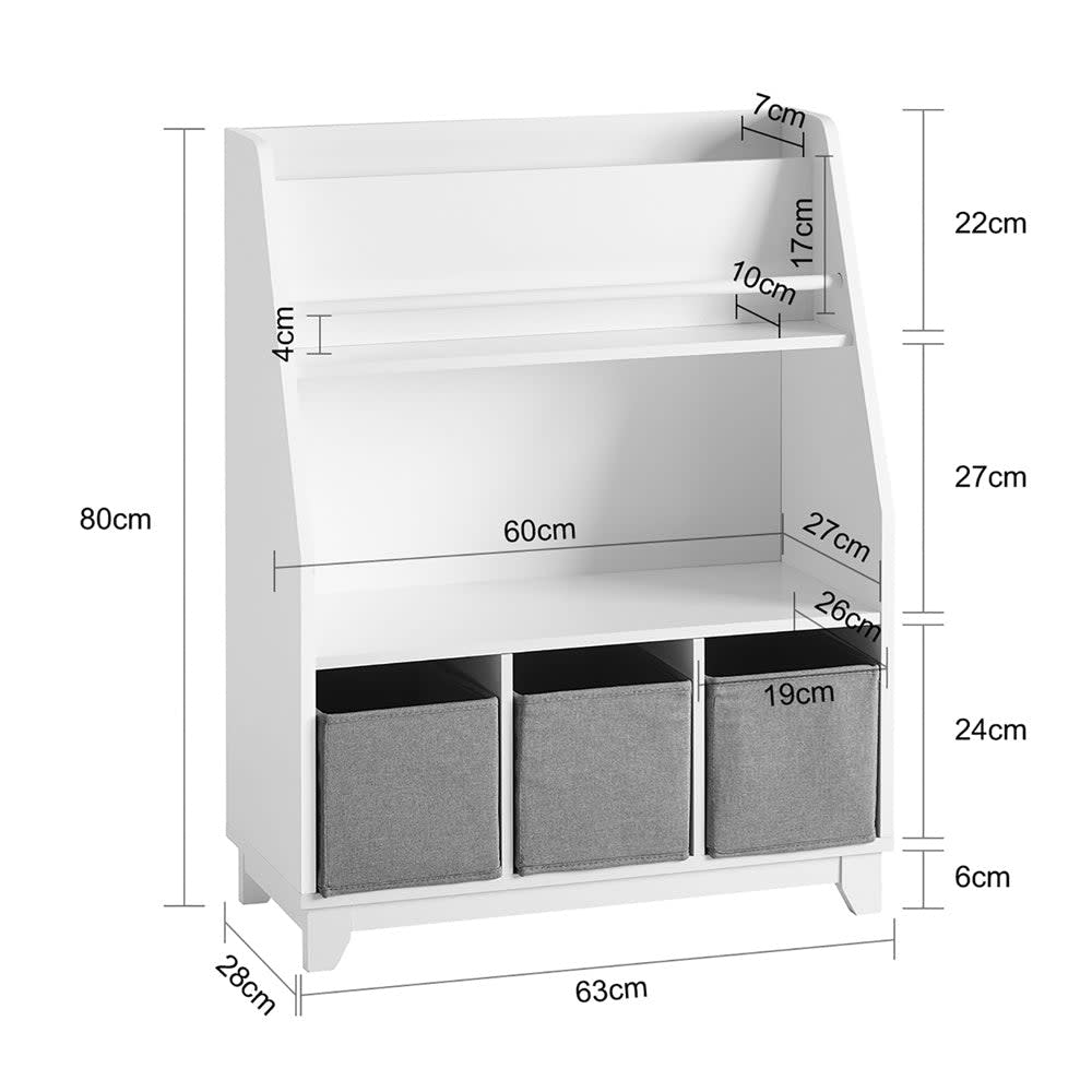 Étagère de rangement à livres et jouets enfants effet bois blanc (SoBuy) - Image 3