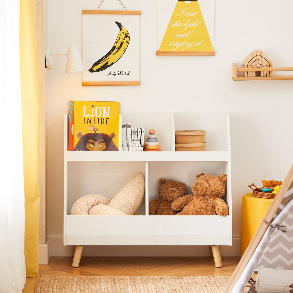Meuble de rangement à jouets pour enfants effet bois blanc (SoBuy) - Image 1