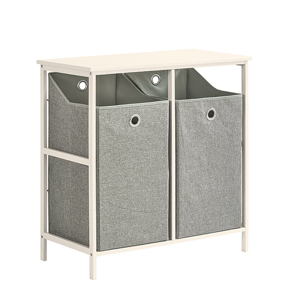 Cesto para ropa con 2 cestas metal gris