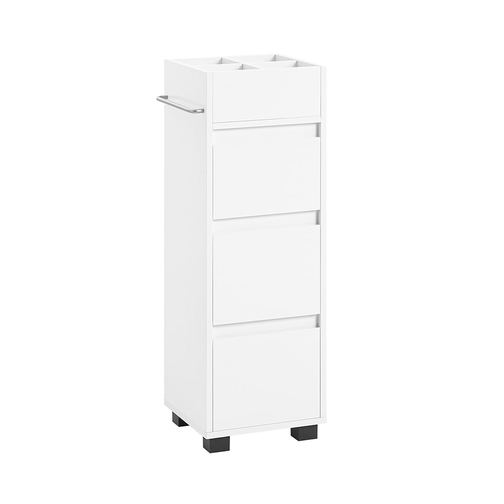 Badezimmerschrank Mit 3 Schubladen Und 4 FäChern MDF Weiß