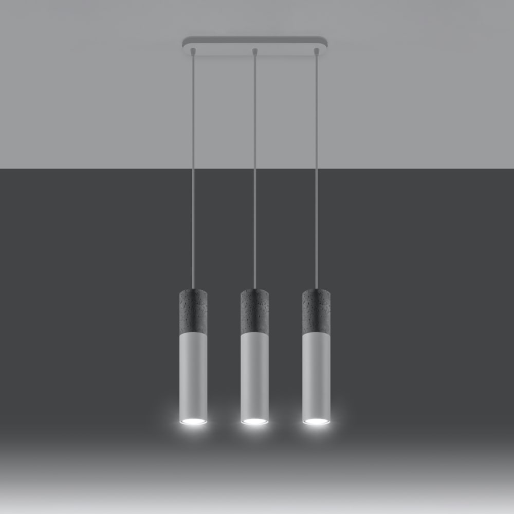 Suspension Acier Blanc/Gris GU10 3 Borigio Line — vue 4
