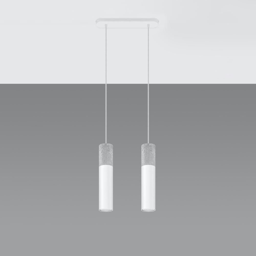 Suspension Acier Blanc/Gris GU10 2 Borigio — vue 3