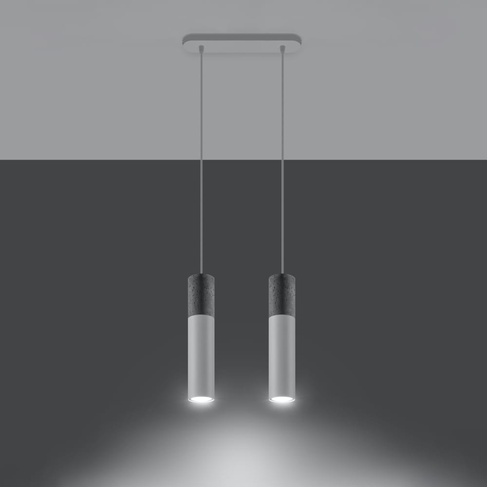Suspension Acier Blanc/Gris GU10 2 Borigio — vue 4