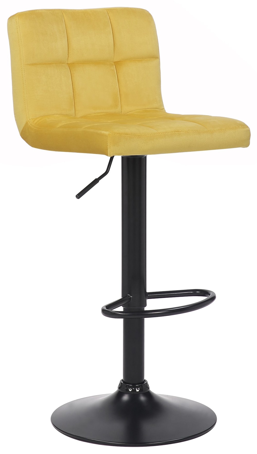 Tabouret de bar réglable pivotant en samt jaune