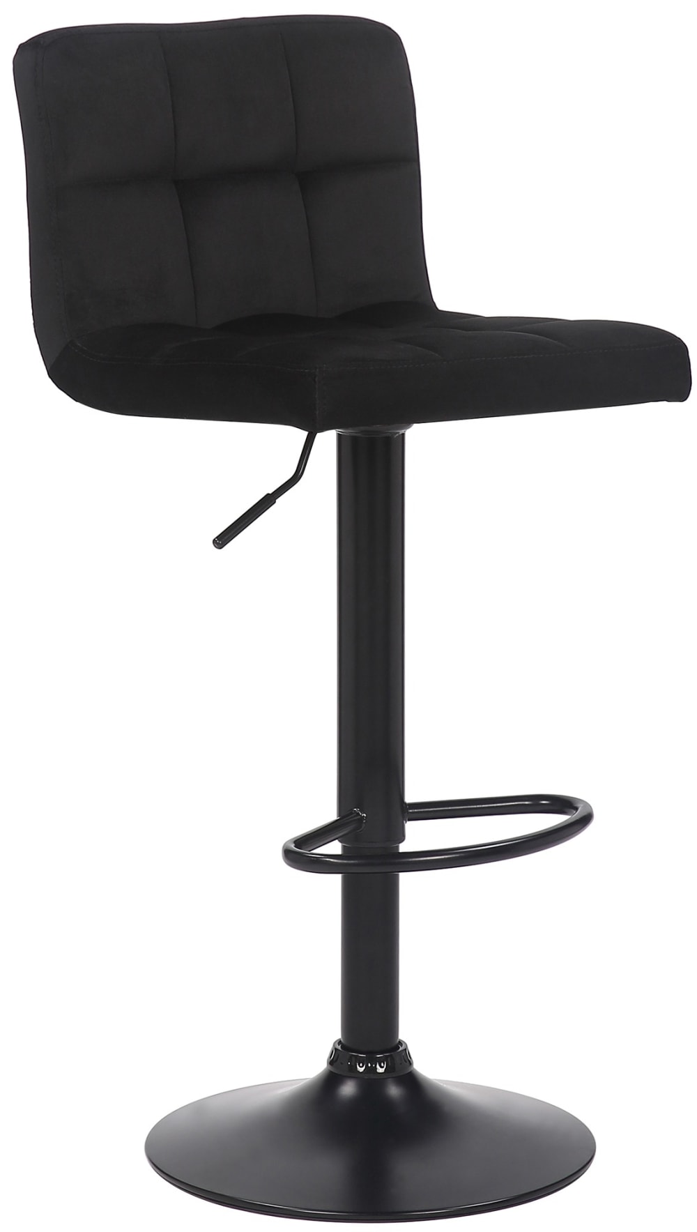 Tabouret de bar réglable pivotant en samt noir