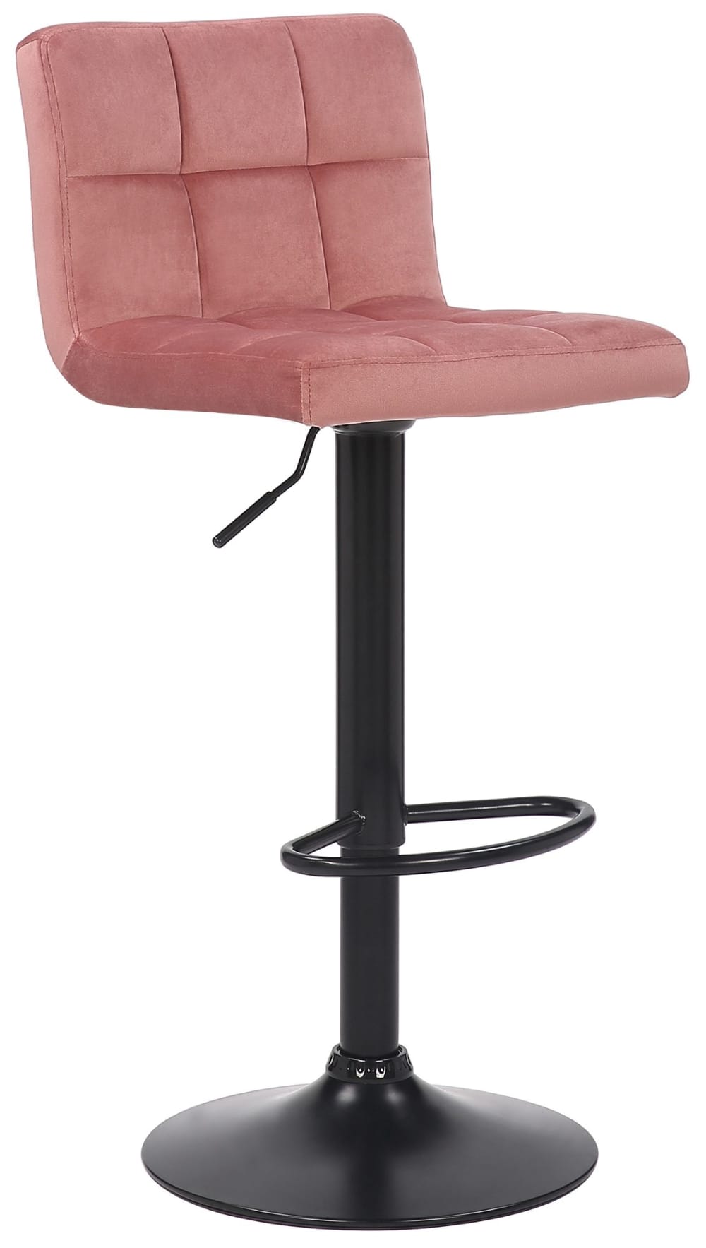 Tabouret de bar réglable pivotant en samt rose