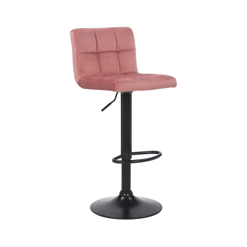 Tabouret de bar réglable pivotant en velours Rose
