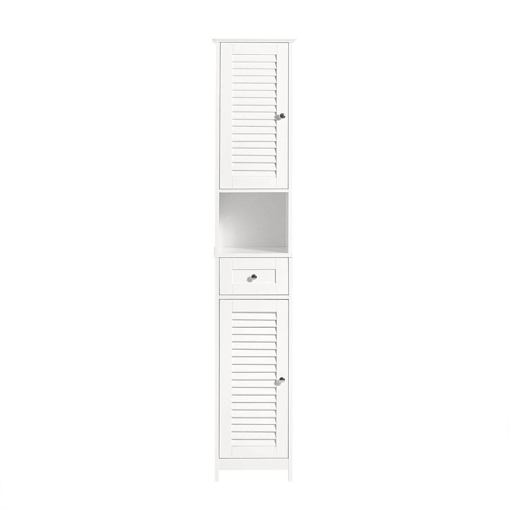 SoBuy Badschrank mit 1 offenem Fach und Türen Holz Weiß Weiß Spanplatte