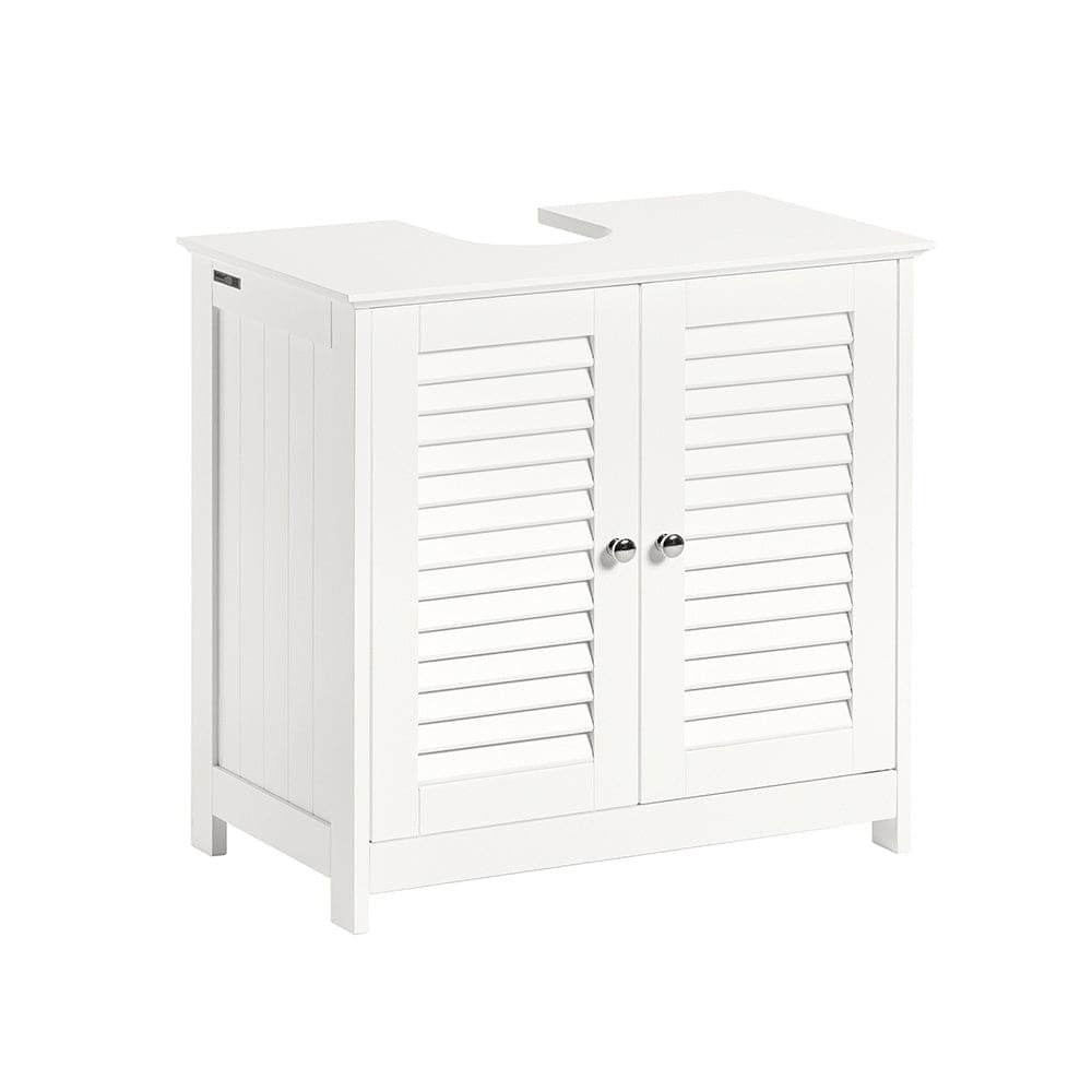 Meuble sous lavabo 2 portes effet bois blanc