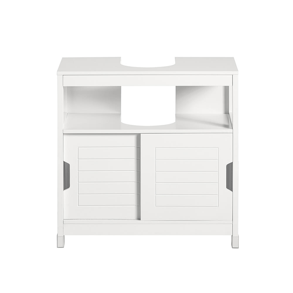 Meuble sous lavabo avec 2 portes effet bois blanc
