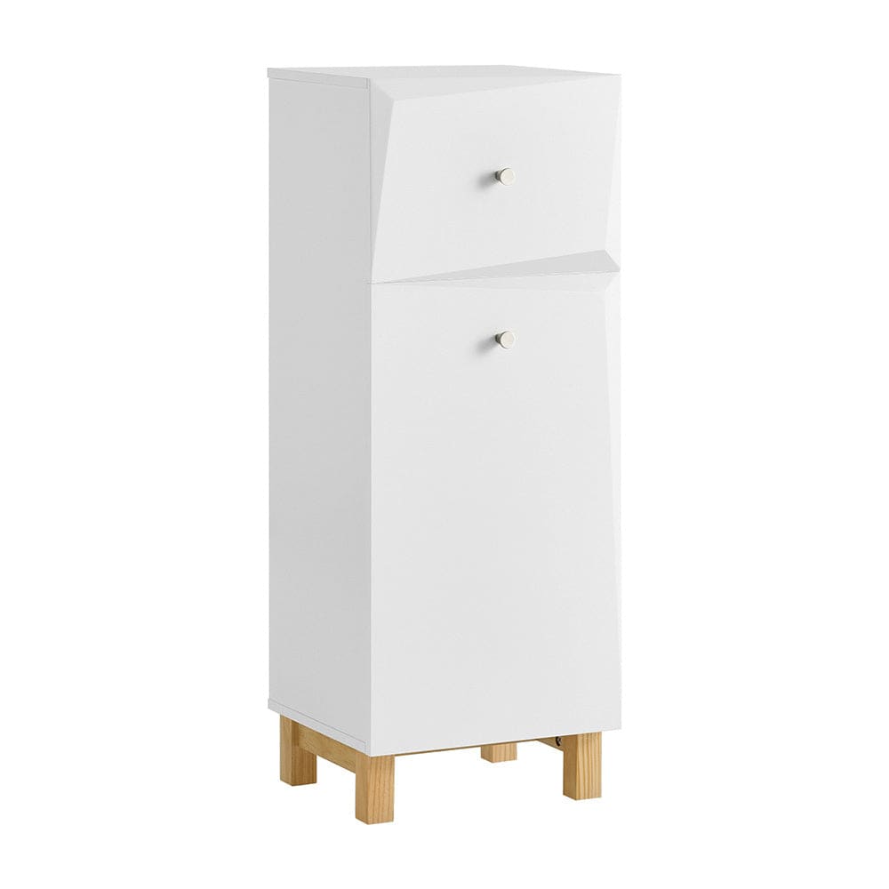 SoBuy Wäscheschrank mit ausklappbarem Wäschesack MDF Vlies Weiß Weiß Spanplatte