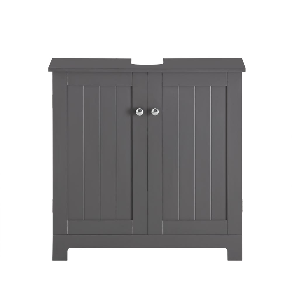 Meuble sous vasque effet bois gris