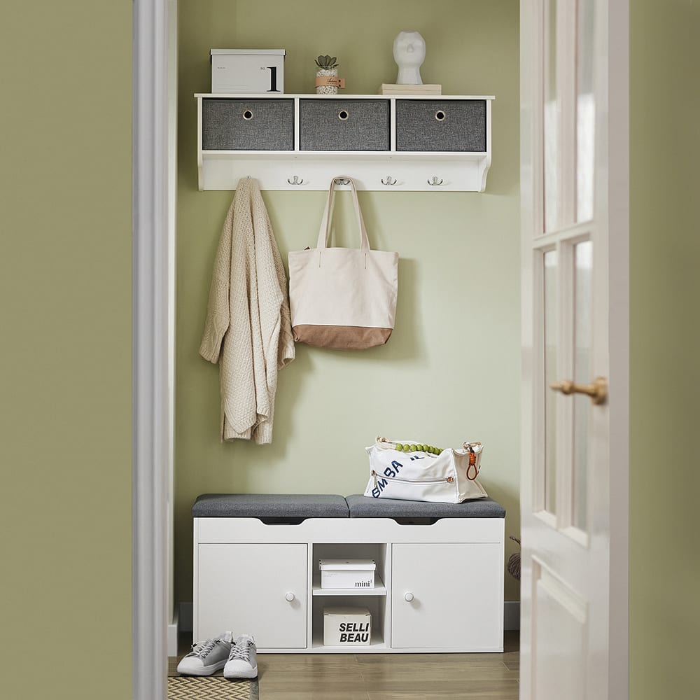 Banc à chaussures 2 places effet bois blanc - Maisons du Monde