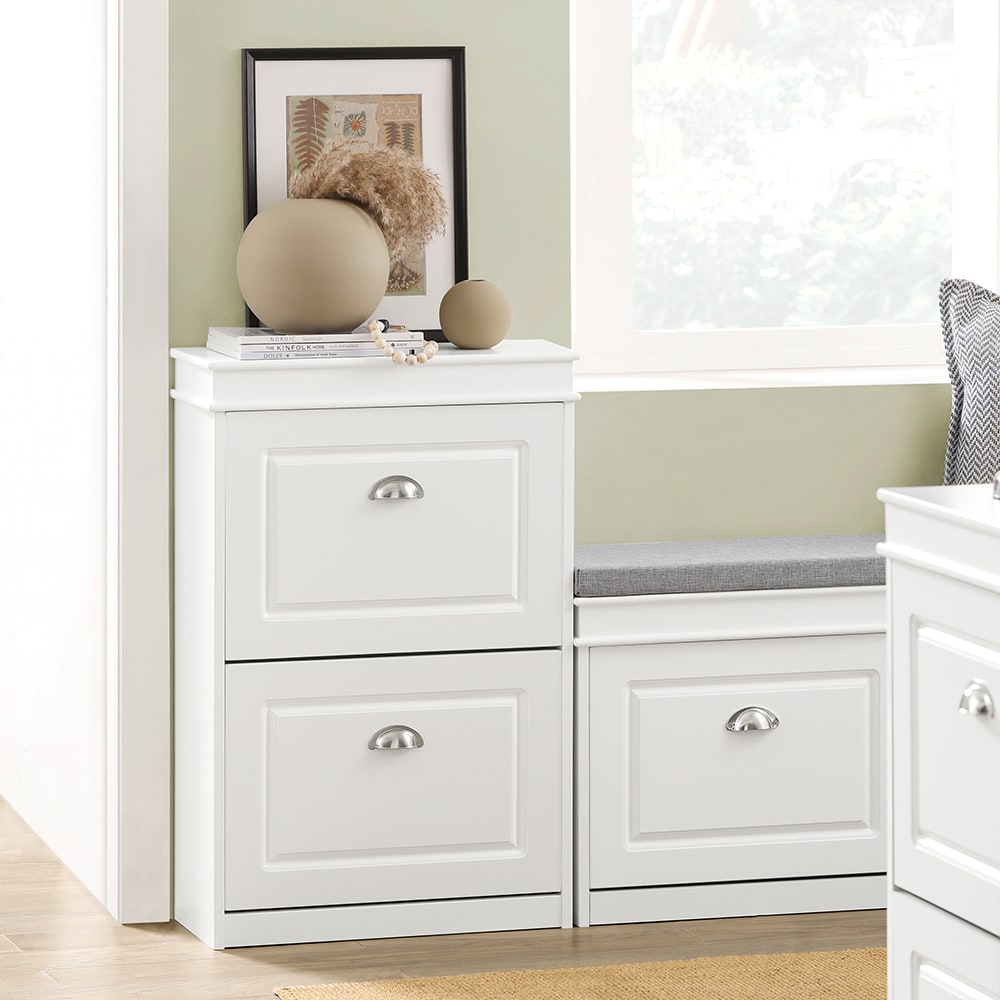 Armoire à chaussures 2 abattants effet bois blanc - Maisons du Monde