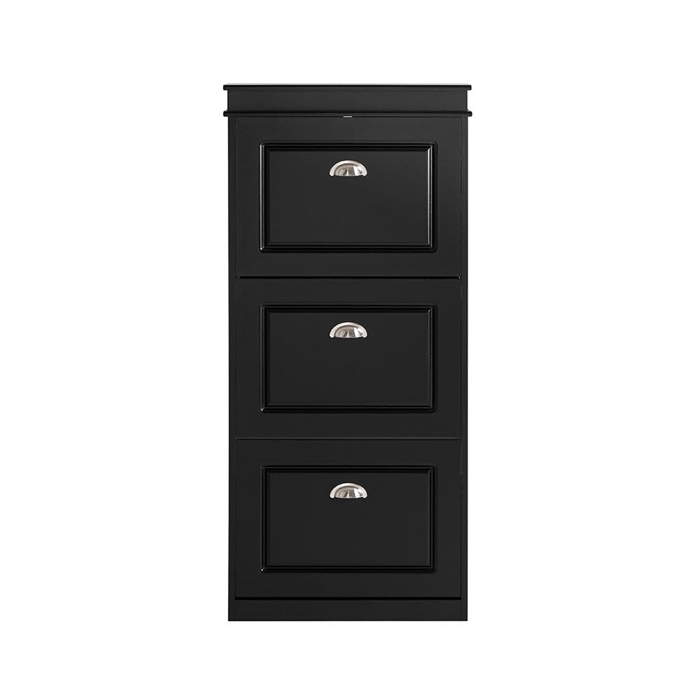 SoBuy Schuhschrank mit 3 Klappen und 6 Ablageflächen MDF Schwarz Schwarz Spanplatte