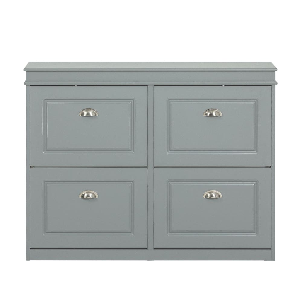 Armoire à chaussures 4 abattants effet bois gris