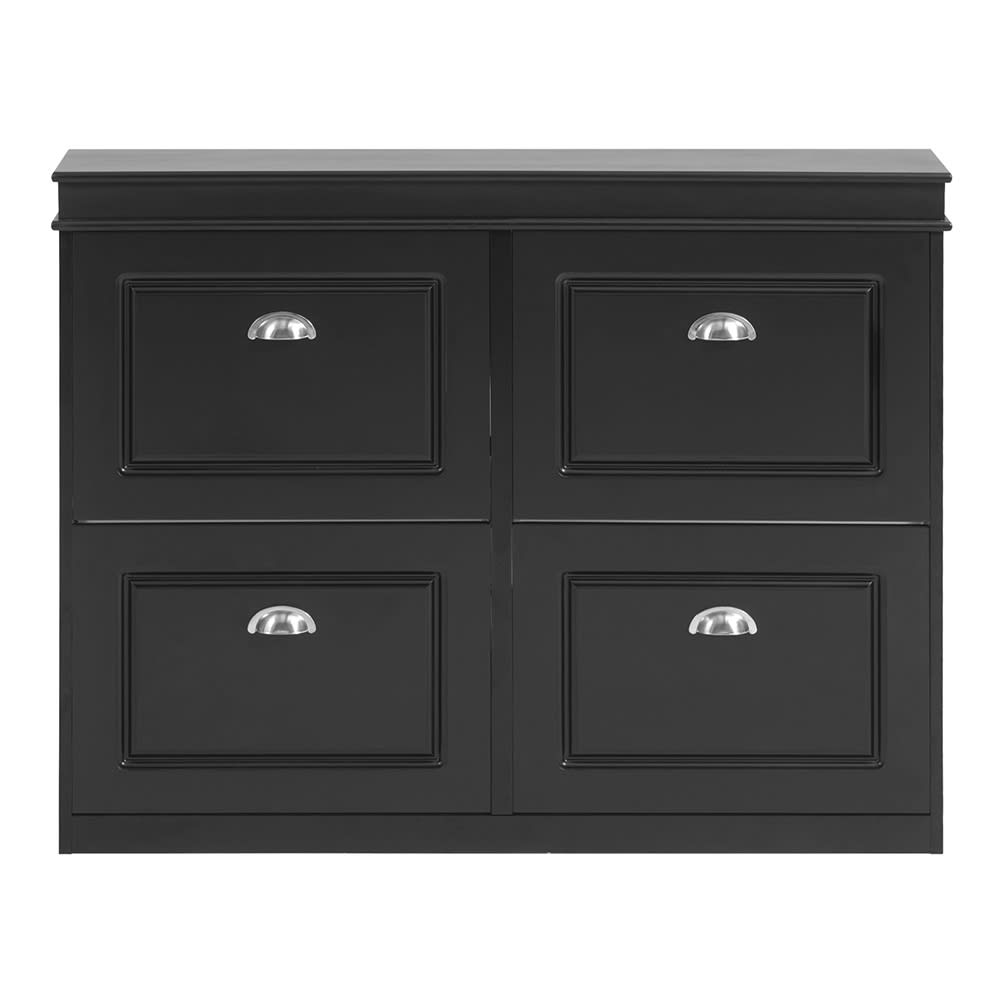 Armario zapatero de 4 puertas negro 105x24x83cm clásico