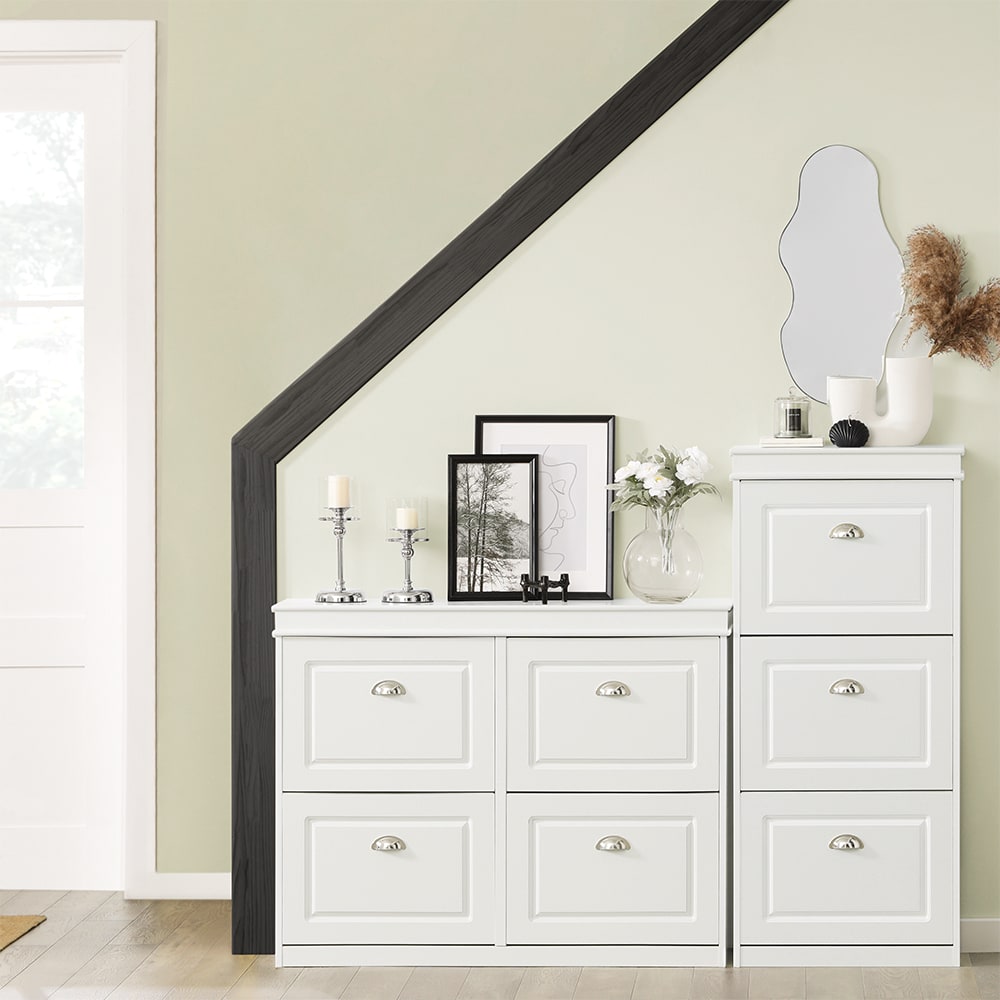 Armoire à chaussures 4 abattants effet bois blanc - Maisons du Monde