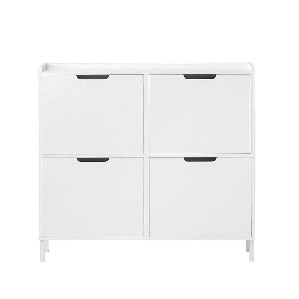Armoire à chaussures 4 abattants effet bois blanc