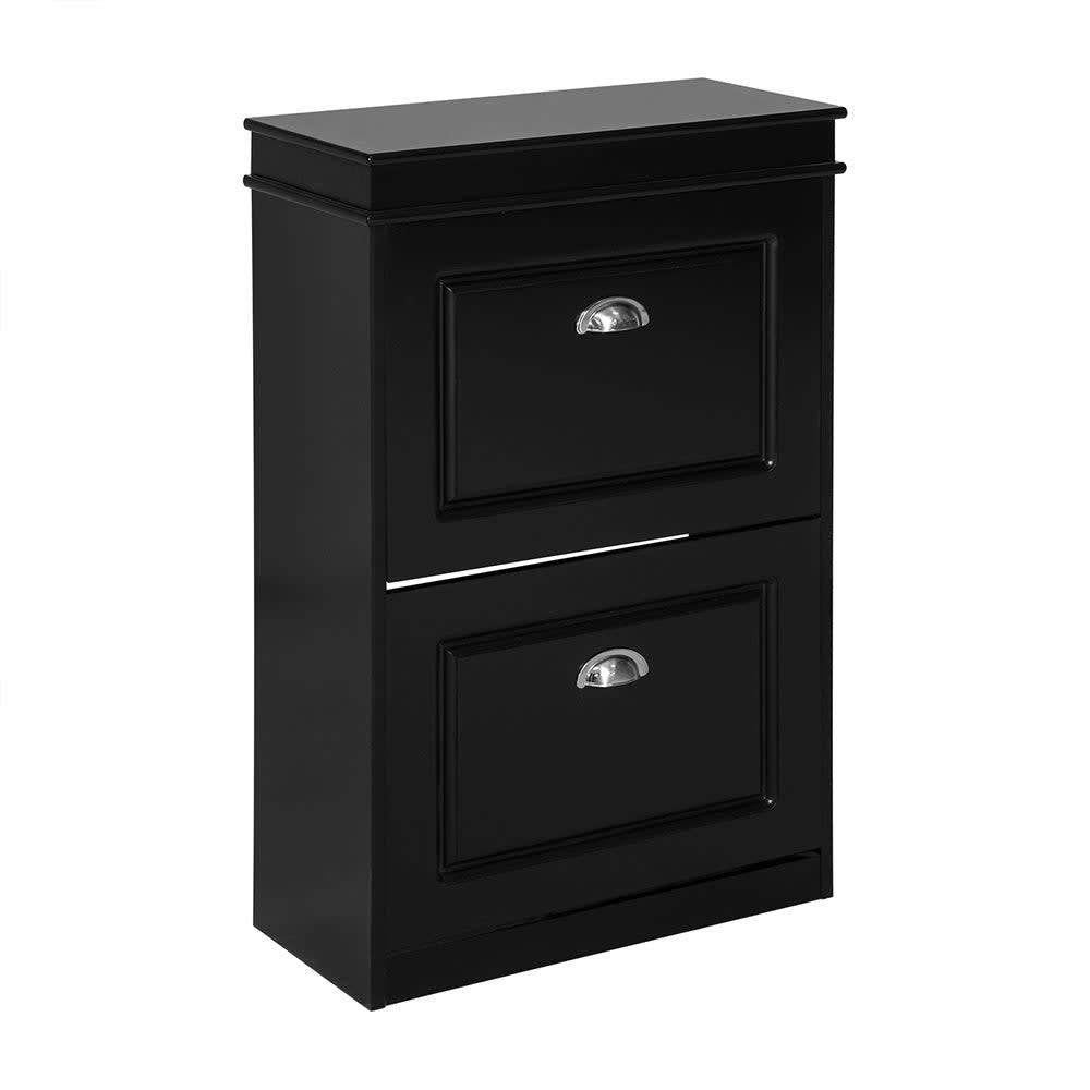SoBuy Schuhschrank mit 2 Klappen schwarz Holzwerkstoff - Spanplatte