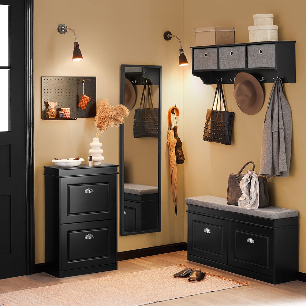 Armoire à chaussures 2 abattants effet bois noir - Maisons du Monde