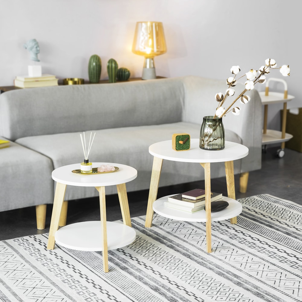 Tables basses gigognes effet bois blanc - Maisons du Monde