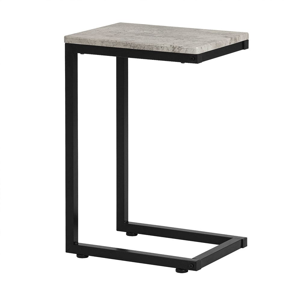 Mesa auxiliar en forma c aglomerado gris
