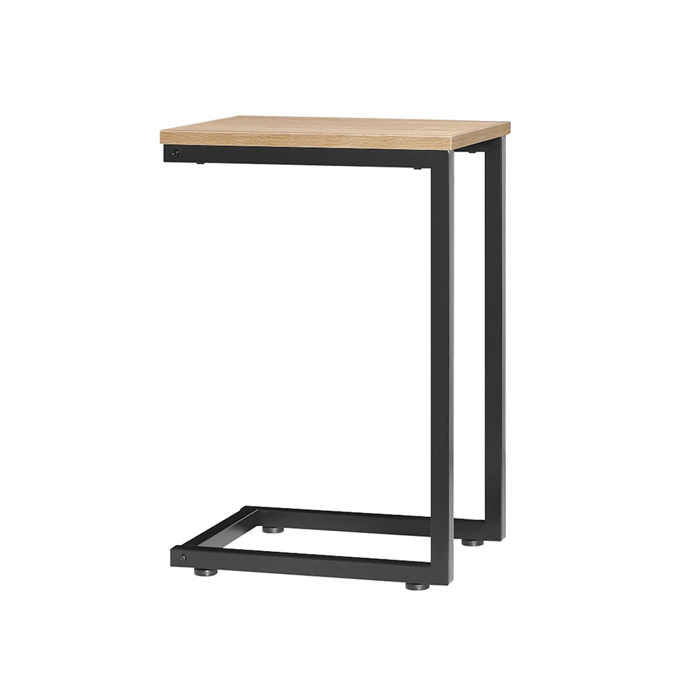 Table d’appoint effet bois et métal noir Table d’appoint effet bois et métal noir