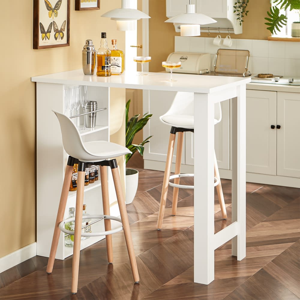 Mesa alta de bar con 3 estantes mdf blanco - Maisons du Monde