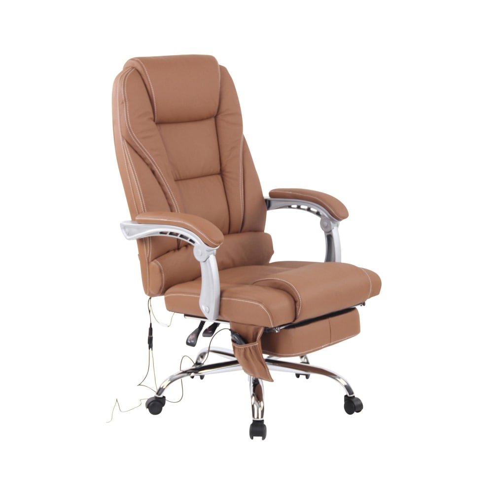 Chaise de bureau massant et réglable en leder spaltleder Marron clair