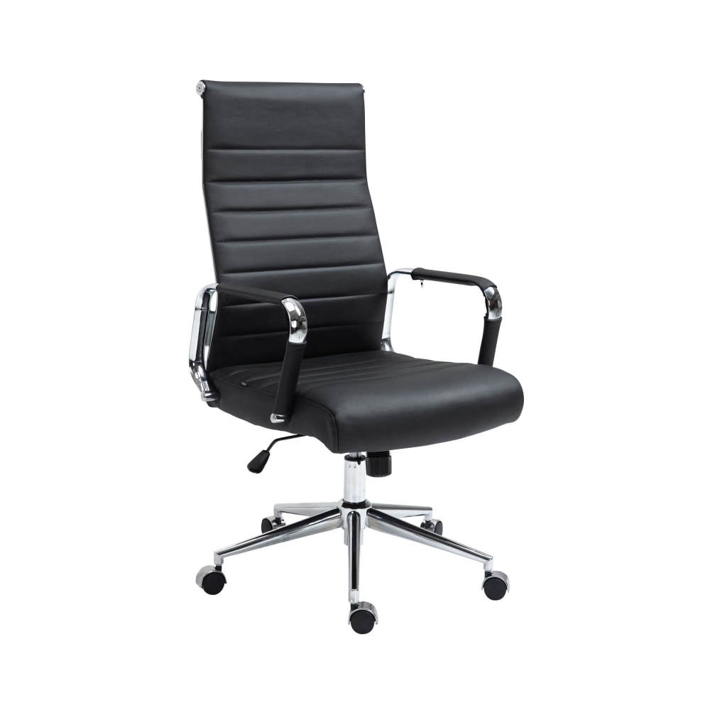 Chaise de bureau réglable pivotant en leder spaltleder Noir