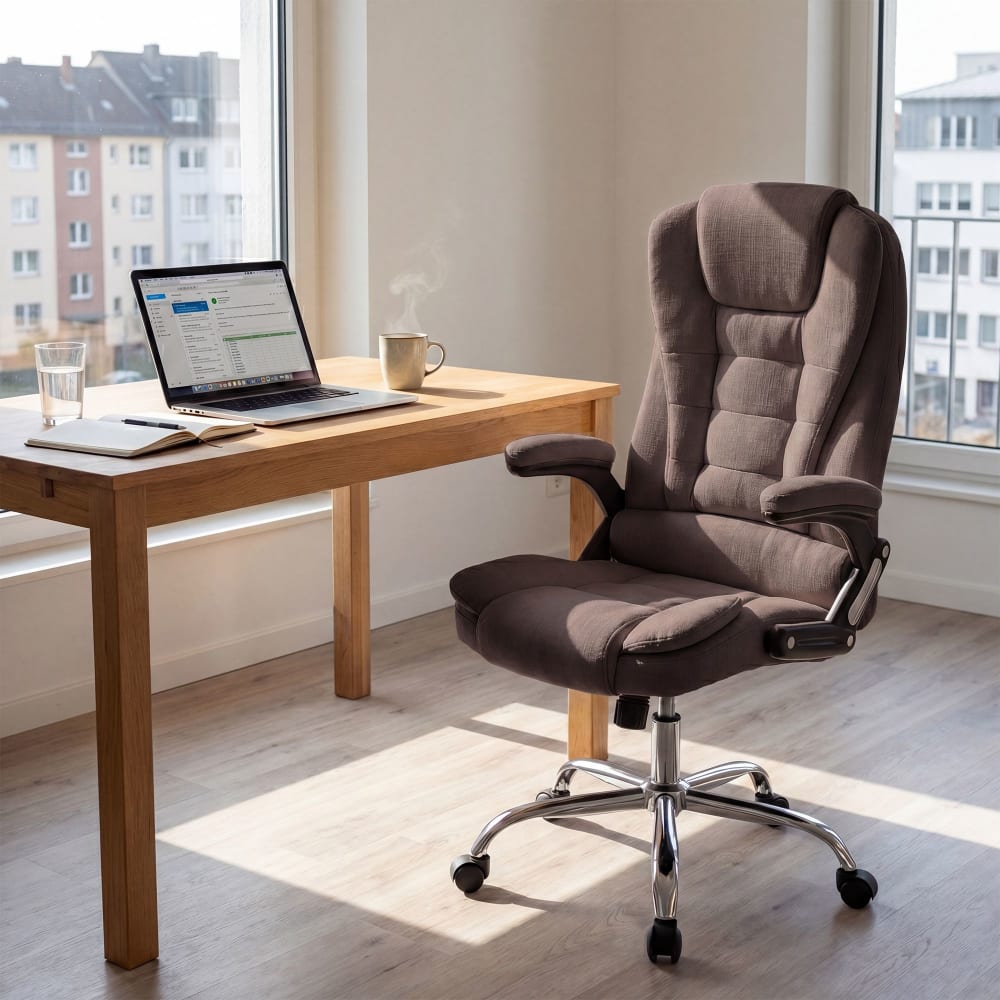 CLP Bürostuhl drehbar höhenverstellbar aus Stoff braun style modern - Stoff