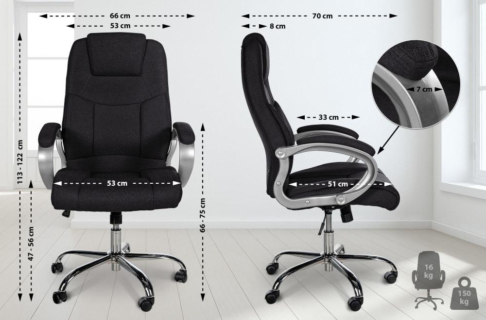 Silla de oficina giratoria regulable en tela negro - Maisons du Monde