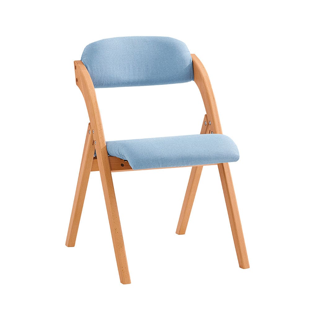 Klappstuhl Mit Gepolsterter SitzfläChe Und Lehne Holz Blau Natur