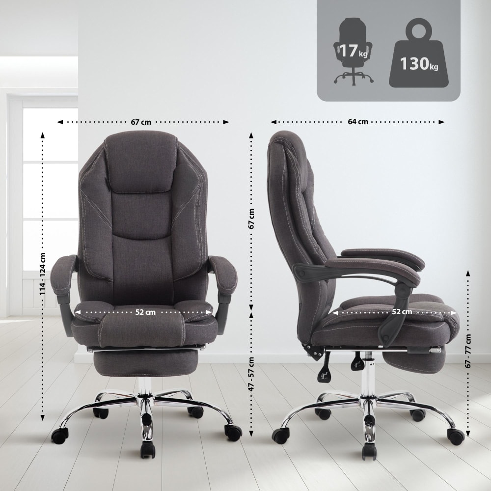 Sedia da ufficio regolabile in tessuto colore grigio scuro - CLP