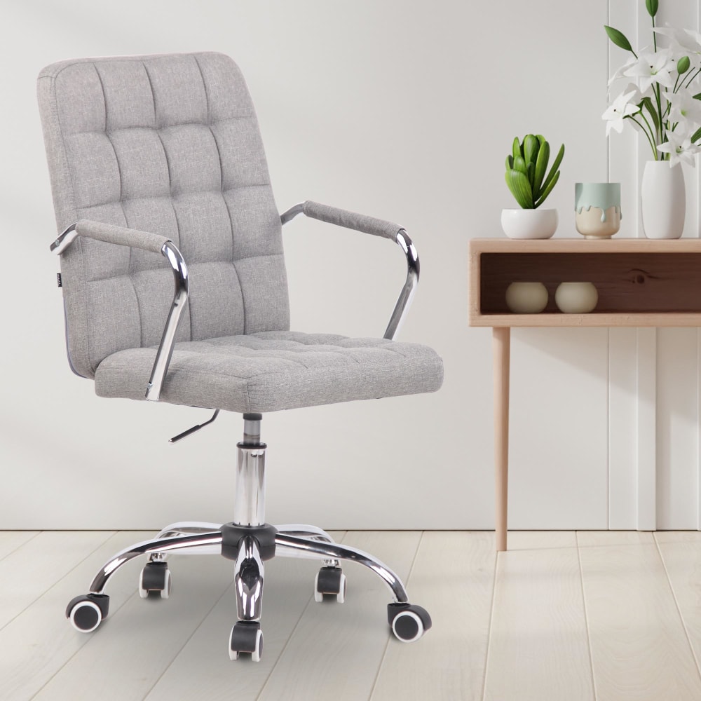 Silla de oficina giratoria regulable en tela gris