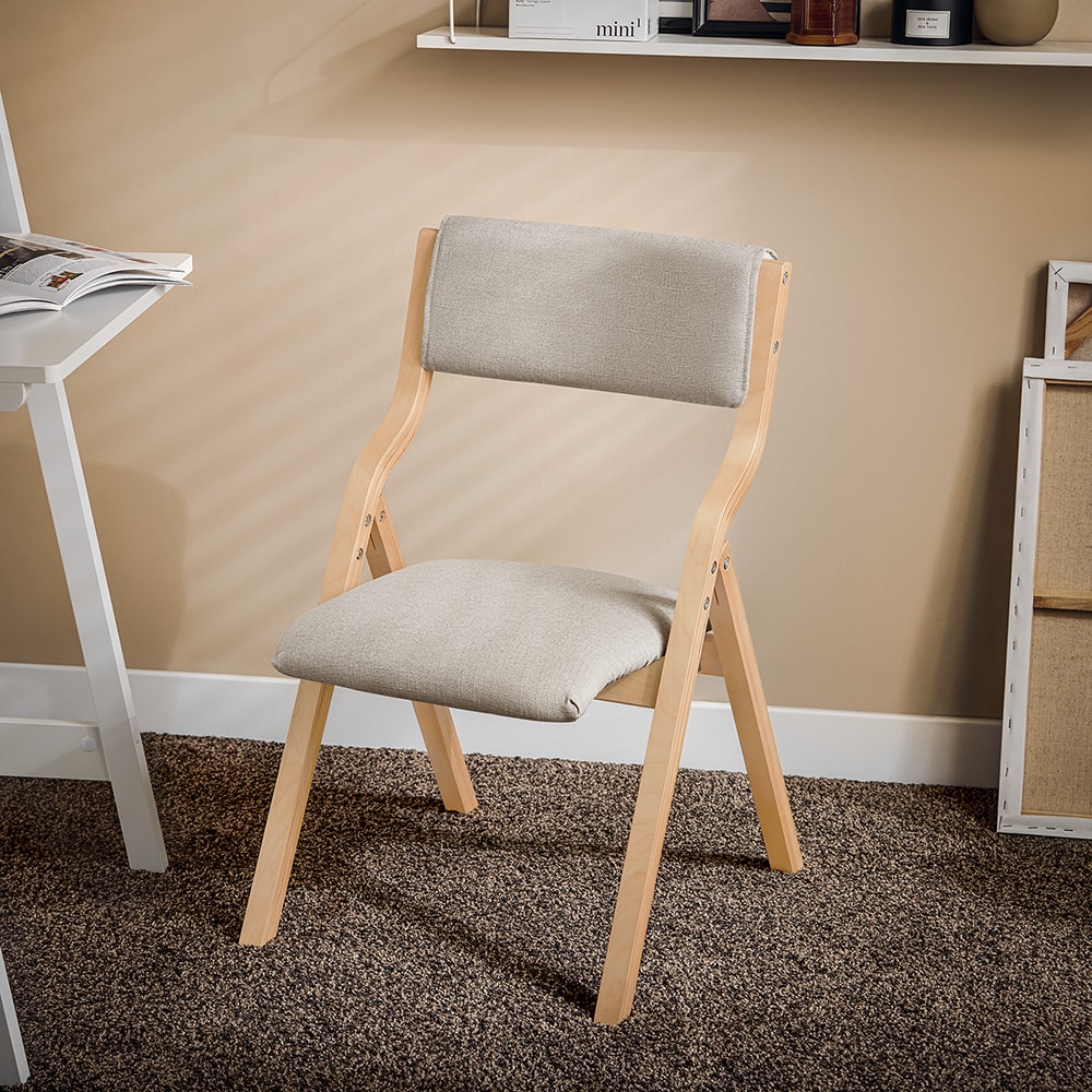 Chaise grise pliante en bois