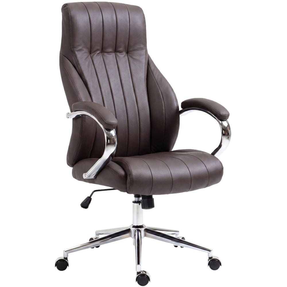 Silla de oficina giratoria regulable en cuero auténtico marrón - Maisons du Monde