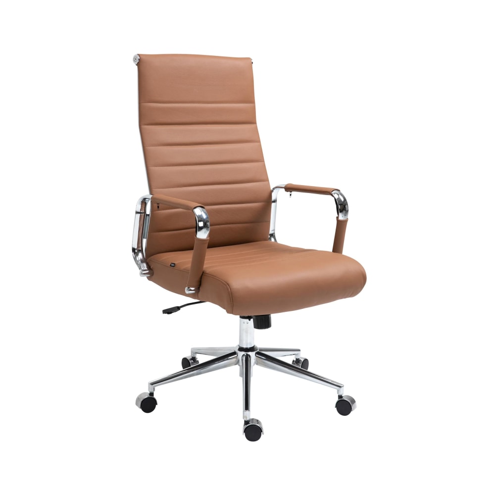 Chaise de bureau réglable pivotant en leder spaltleder Marron clair