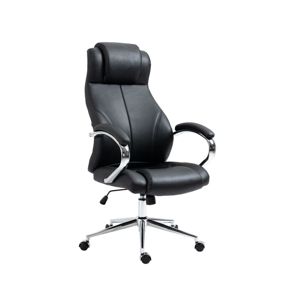 Chaise de bureau réglable pivotant en leder spaltleder Noir