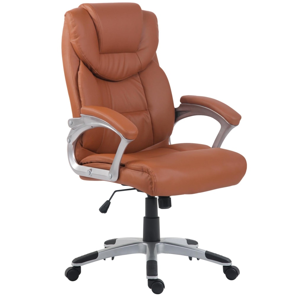 Silla de oficina giratoria regulable en simil cuero marrón claro - Maisons du Monde