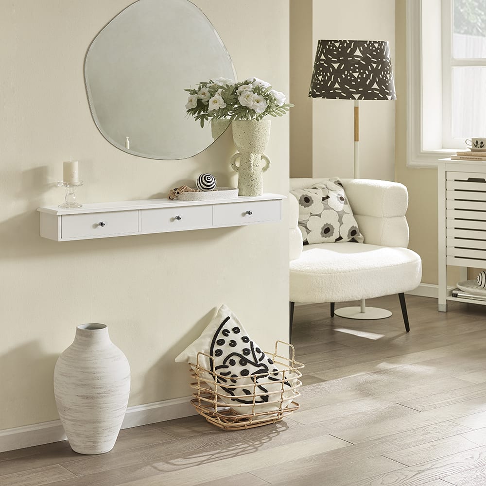 Étagère murale 3 tiroirs effet bois blanc - Maisons du Monde