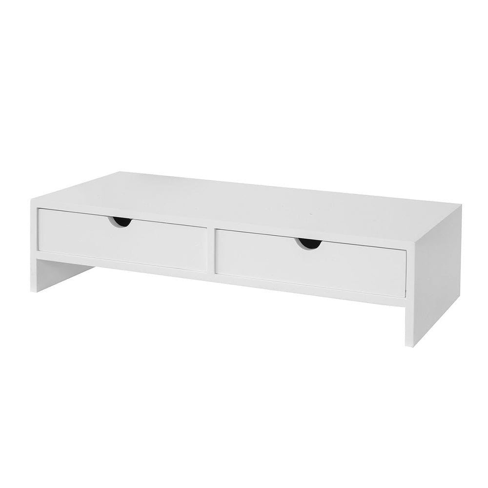 SoBuy Support d'écran effet bois blanc Blanc Panneau De Particules - 47x11x18cm