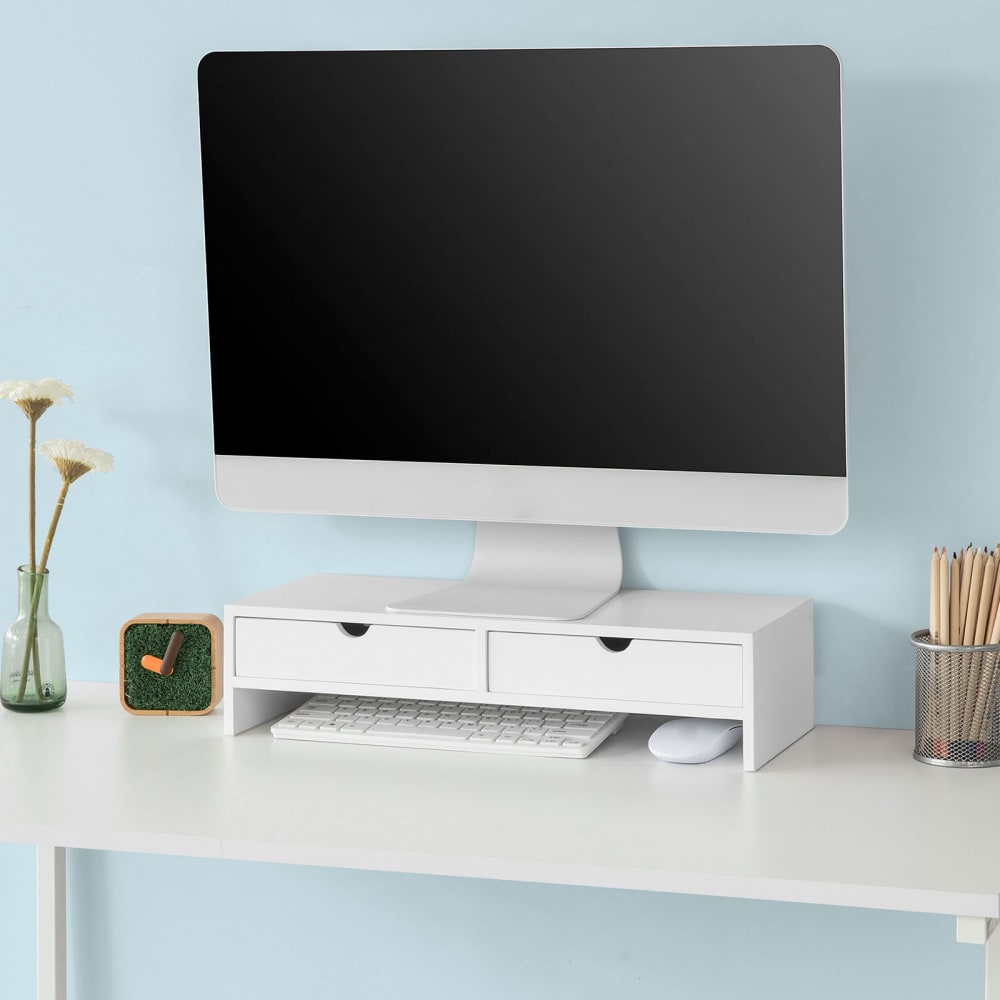 Supporto monitor bianco in pannello truciolato - Bianco - Pannello di particelle