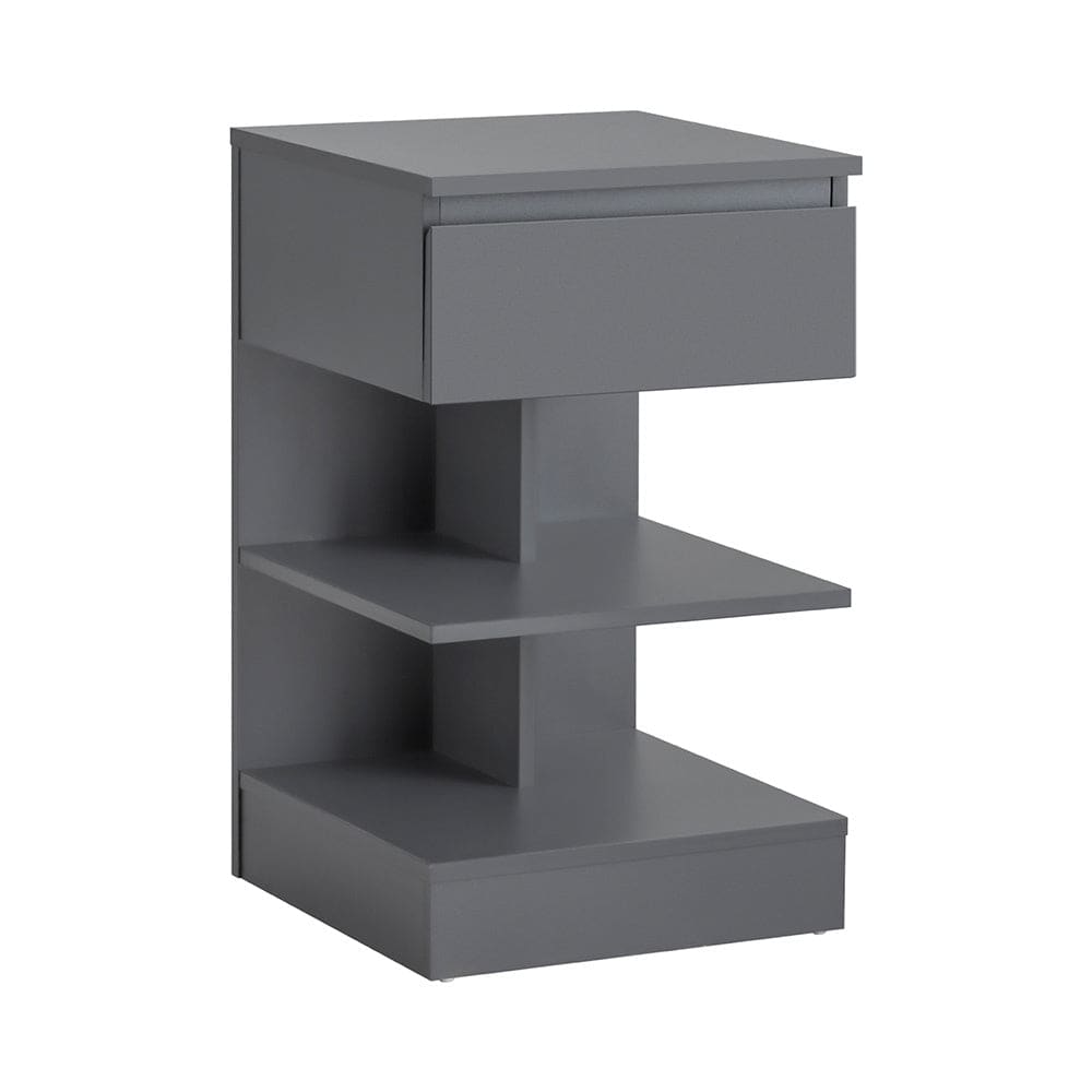 Mesa auxiliar con 1 cajón y 2 estantes aglomerado gris claro