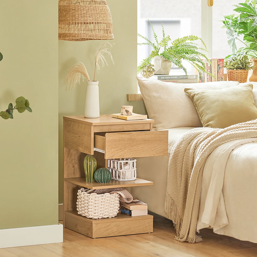 Table de chevet avec 1 tiroir effet bois - Maisons du Monde