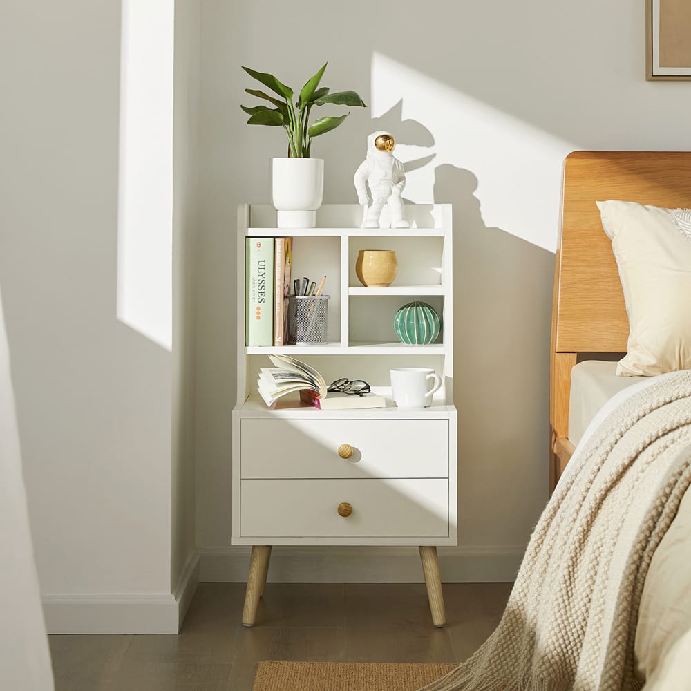 Mesita de noche con 2 cajones aglomerado blanco - Maisons du Monde